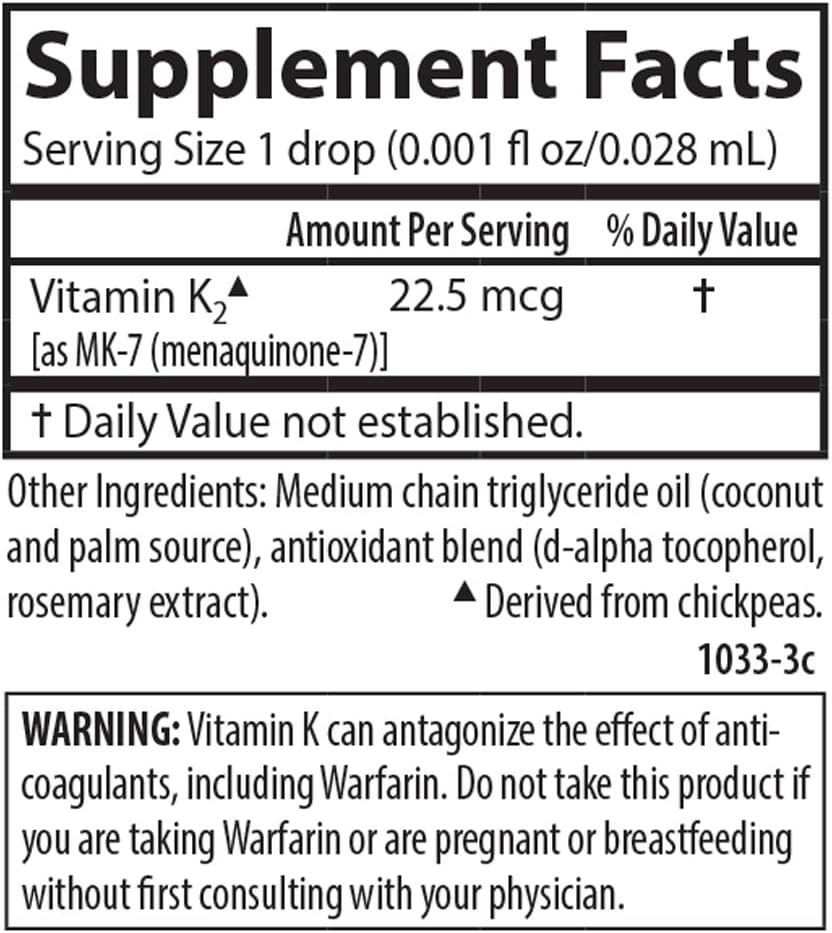 Carlson - Kid's Super Daily K2, 22.5 mcg Liquid Vitamin K, Bone Health, K2 Vitamin, Vitamin K Supplement, Vitamin K-2 MK7, Unflavored, 360 Drops (10.16 mL) : Health & Household