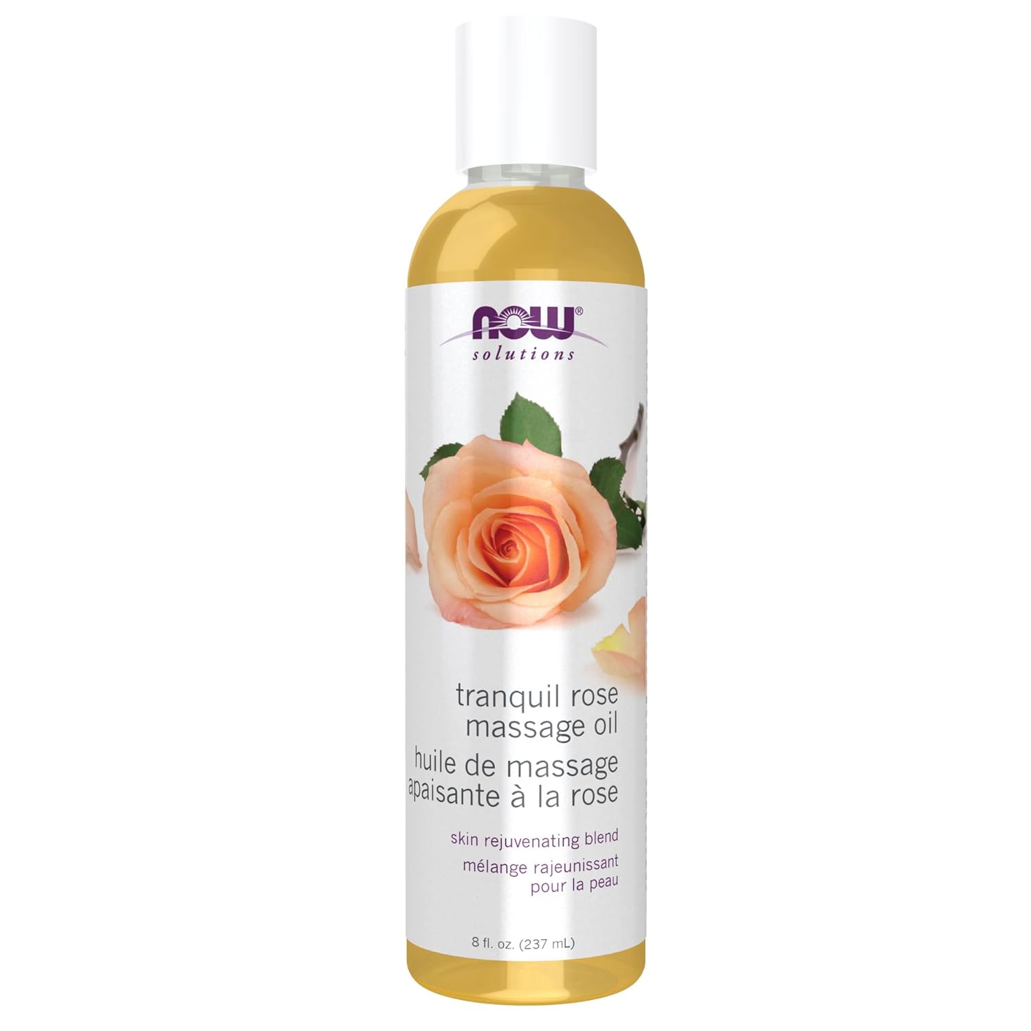 NOW Solutions, Tranquil Rose Massage Oil, Body Moisturizer for Dry Sensitive Skin, Promotes Healthy-Looking Skin, 8-Ounce