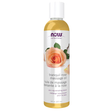 NOW Solutions, Tranquil Rose Massage Oil, Body Moisturizer for Dry Sensitive Skin, Promotes Healthy-Looking Skin, 8-Ounce