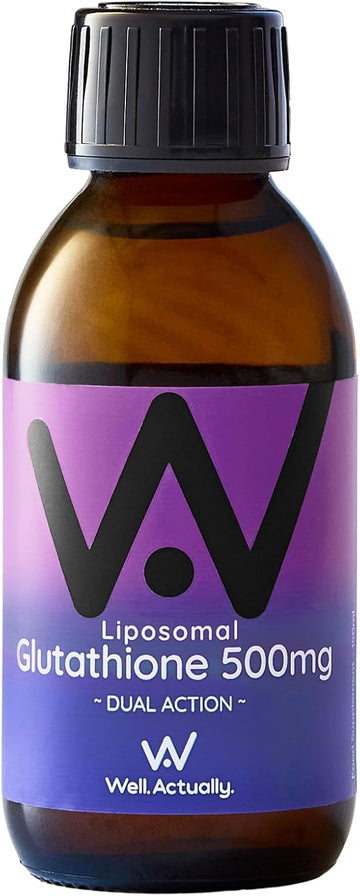 Well Actually Liposomal Glutathione 500Mg (30 Servings - 150Ml) High Bioavailability Setria® Glutathione Supplement With Vitamin B6 & Selenium - Powerful Antioxidant - Vegan, Blueberry Mint Flavour