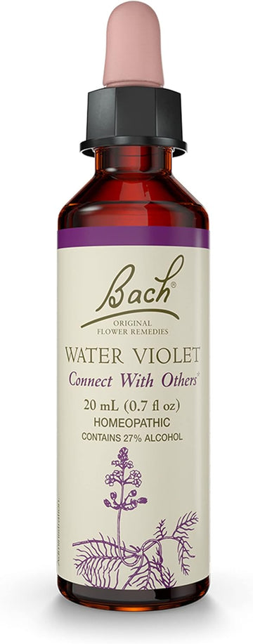 Bach Original Flower Remedies, Water Violet for Connecting with Others, Natural Homeopathic Flower Essence, Holistic Wellness and Stress Relief, Vegan, 20mL Dropper