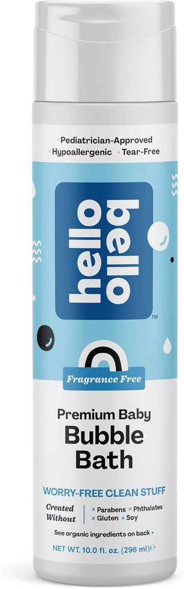 Hello Bello Bubble Bath - Gentle Hypoallergenic Tear-Free Formula For Babies And Kids - Vegan And Cruelty-Free - Fragrance Free - 10 Fl Oz