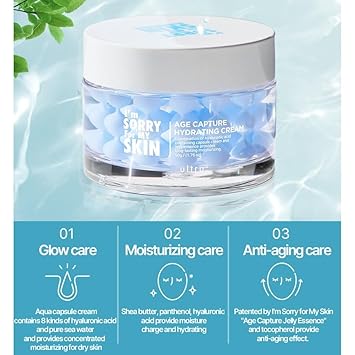 I'M Sorry For My Skin Age Capture Facial Cream, Korean Skin Care Moisturizer For Face And Neck With Hyaluronic Acid, Anti-Aging, Wrinkle Gel-Cream For Women (Blue - Hydrating Cream, 1.76 Oz) : Beauty & Personal Care