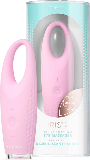 Foreo Iris 2 Rejuvenating Eye Massager - For Dark Circles & Puffy Eyes - Bags Remover - Lymphatic Drainage Tool - 2-Year Warranty - Pearl Pink