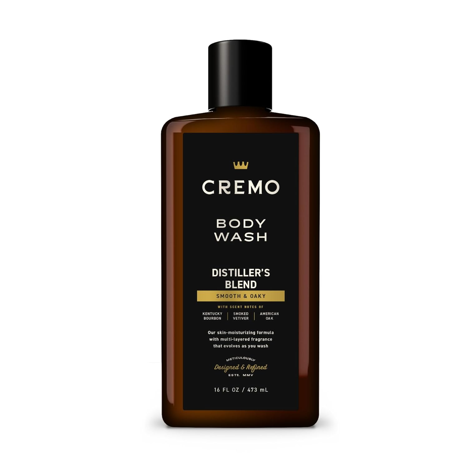 Cremo Rich-Lathering Distiller’S Blend Body Wash For Men, An Elevated Blend With Notes Of Kentucky Bourbon, Smoked Vetiver And American Oak, 16 Fl Oz