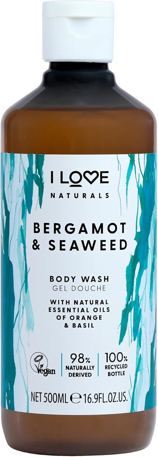 I Love Naturals Bergamot & Seaweed Body Wash, Natural Oils Of Orange & Basil, Formulated Using Essential Oils For Silky Smooth & Moisturised Skin, 500Ml