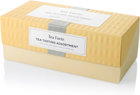 Tea Forte Tea Tasting Assortment Premium Tea Presentation Box, Tea Sampler Gift Set, 20 Count 2 Of Each Variety Individually Wrapped Handcrafted Pyramid Infuser Bags