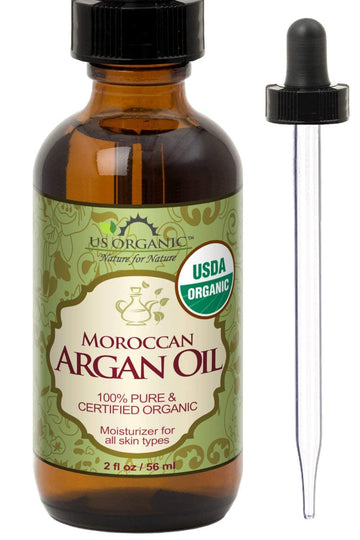 US Organic Moroccan Argan Oil, USDA Certified Organic,100% Pure & Natural, Cold Pressed Virgin, Unrefined, 2 Oz in Amber Glass Bottle, for Hair treatment, Skin, Nail, Cuticle, Sourced from Morocco