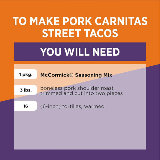 McCormick Street Taco Pork Carnitas 1 oz (Pack of 12) Seasoning Mix