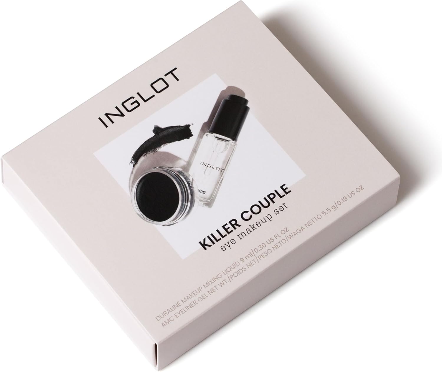 Inglot Killer Couple Set | Duraline + Amc Eyeliner Gel 77 | Black Eyeliner | Prolong Makeup Durability | Transparent | Waterproof | Cruelty-Free | Hypoallergenic |