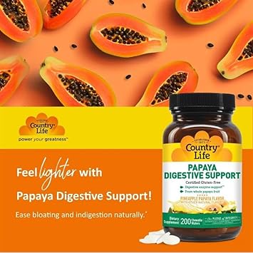 Country Life Papaya Digestive Support, 200 Ct : Health & Household