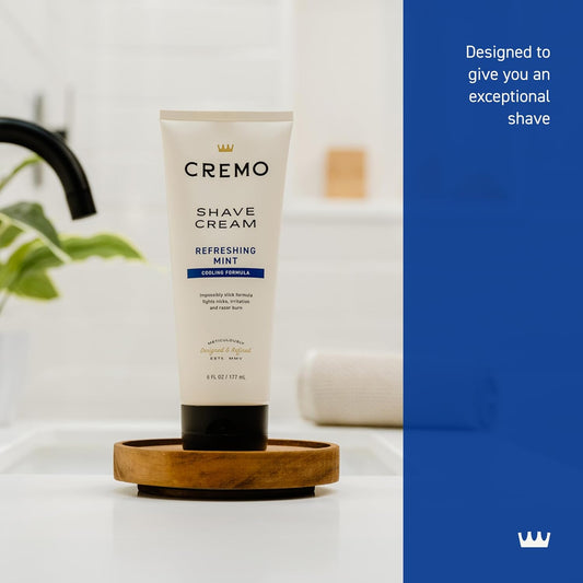 Cremo Shaving Cream, Barber Grade Cooling Shave Cream, Astonishingly Superior Ultra-Slick Shaving Cream For Men, Fights Nicks, Cuts And Razor Burn, 6 Fl Oz