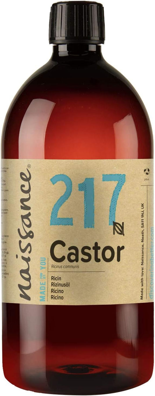 Naissance Cold Pressed Castor Oil (no. 217) - 870ml - for Eyelashes, Eyebrows, Beard, Hair Growth, Nails, Skin, Hexane Free