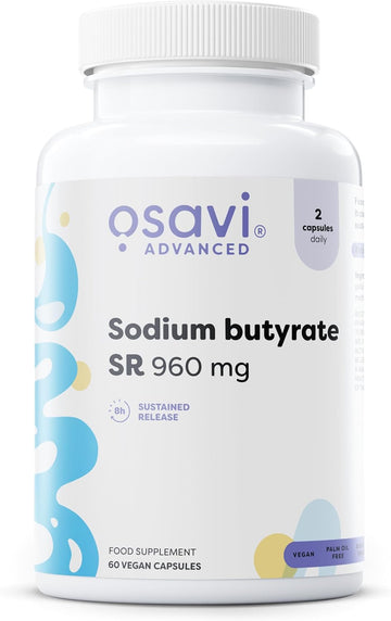 Osavi Sodium Butyrate Sr 960 Mg – 60 Vegan Capsules | Microencapsulated Sustained–Release Sodium Butyrate | High Butyric Acid Content | Tasteless & Odourless | Vegan, Gluten–Free, Soy–Free, Gmo–Free