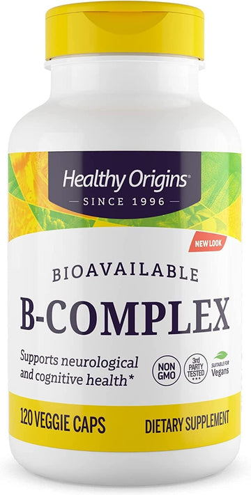 Healthy Origins B-Complex - Coenzymated B - Supports Brain Health - Vitamin B Complex for Men & Women - Gluten-Free Supplement - 120 Veggie Capsules
