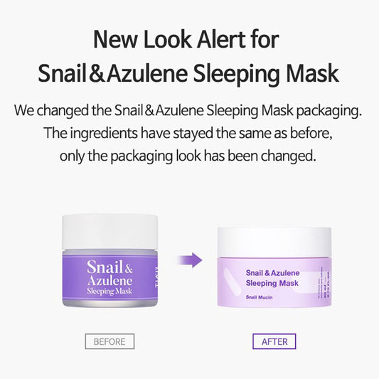 Tiam Snail&Azulene Sleeping Mask, Snail Cream, Hydrating Cream For Face With Snail Secretion Filtrate, Repair Damaged Skin, Snail Mucin, Sensitive Skin, 2.7 Fl.Oz