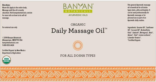 Banyan Botanicals Daily Massage Oil – Organic Ayurvedic Massage Oil – for All Skin Types & Doshas – Moisturizes, Nourishes The Tissues & Calms The Mind – 34. – Non GMO Sustainably Sourced Vegan