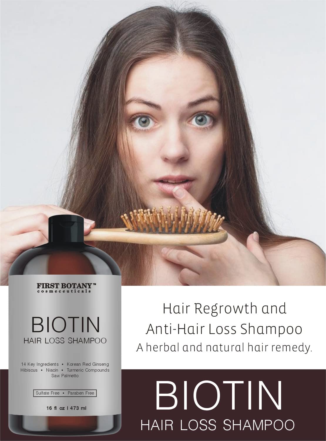 First Botany Cosmeceuticals, Hair Regrowth And Anti Hair Loss Shampoo 16 Fl Oz, With Dht Blockers- Daily Hydrating, Detoxifying, Volumizing Shampoo For Men And Women : Beauty & Personal Care