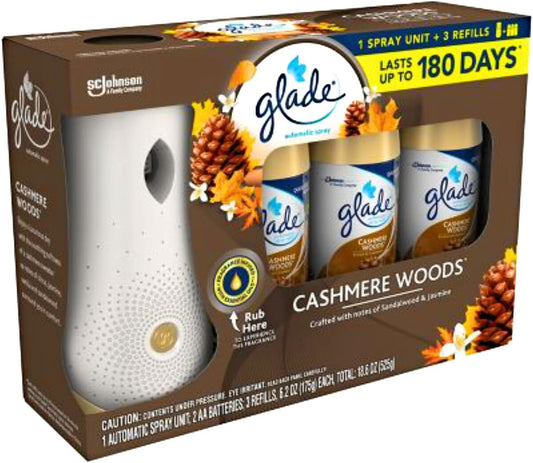 Glade Automatic Spray Air Freshener 1 Holder + 3 Refills - Cashmere Woods
