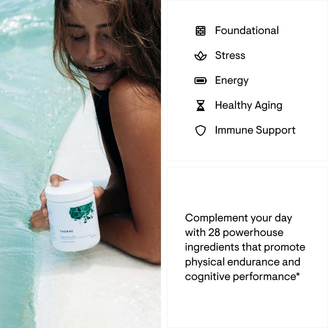 Thorne Energy Bundle - Daily Greens Plus & Basic B Complex - Promotes Cellular Energy And Physical Endurance - 30 Servings
