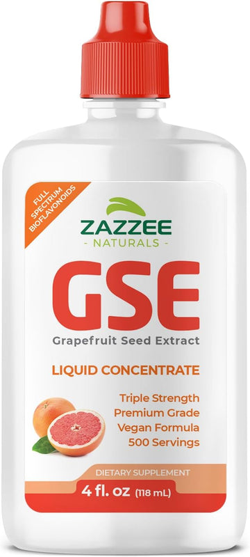 Zazzee Grapefruit Seed Extract (Gse) 4 Ounces | 500 Servings | 300 Mg Per Serving | 3X Potency | Maximum Strength | High Absorption | Vegan, Liquid Concentrate, Non-Gmo And All-Natural