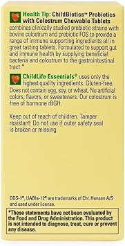 CHILDLIFE ESSENTIALS Probiotics with Colostrum - Kids Probiotic Chewables, Maintain Healthy Digestion and Immune Function, All-Natural, Gluten-Free - Mixed Berry Flavor, 90 Count (Pack of 2)