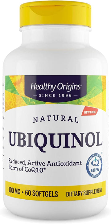 Healthy Origins Ubiquinol (Active form of CoQ10), 100 mg - Kaneka Ubiquinol Supplements for Heart Health & Antioxidant Support - Gluten-Free & Non-GMO Supplement - 60 Softgels