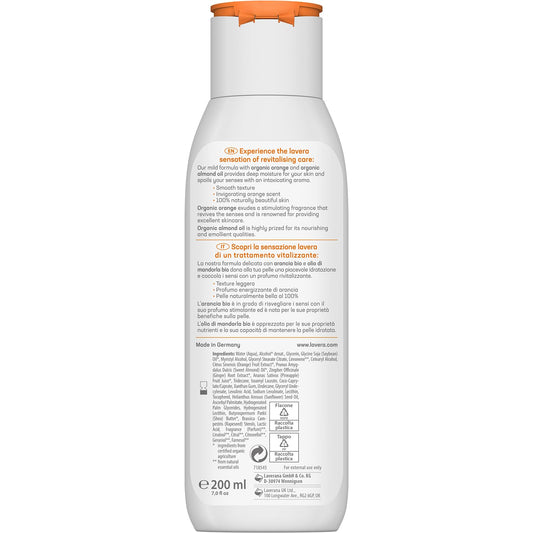 Lavera Body Lotion Vitalizing - Body Milk With Orange & Almond Oil - Body Milk For Normal Skin - Peta Certified - Biodegradable - Vegan - Natural Cosmetics - 6.76 Fl.Oz