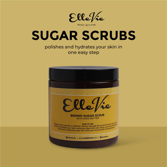 Elle Vie Unscented Body Scrub, Natural Polishing Scrub, Brown Sugar Body Exfoliator For Firm, Hydrated Skin, Body Scrub For Men & Women For Dry, Dead Skin