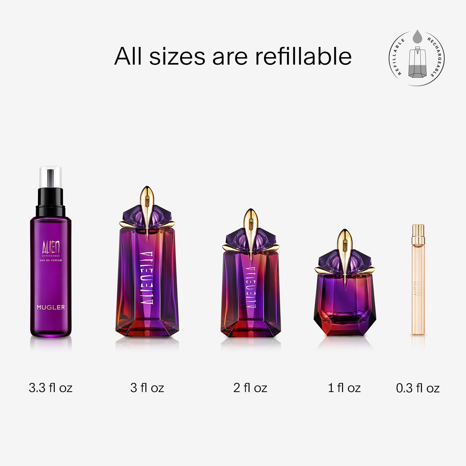 Mugler - Alien Hypersense - Eau De Parfum - Womens Perfume - Floral Woody Scent - Refillable - With Green Mandarin, Pear Accord, Jasmine, & Cashmere - 0.33 Fl Oz : Everything Else