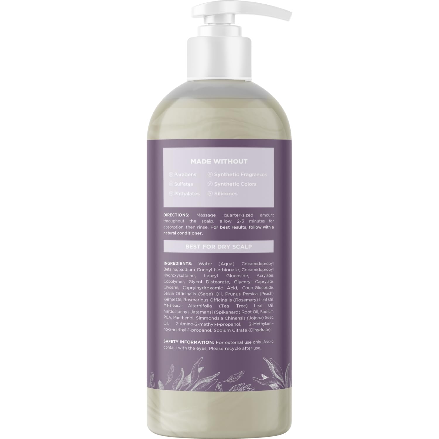 Sage and Rosemary Ultra Clarifying Shampoo - Treatment for Build Up and Dry Scalp with Cleansing Essential Oils