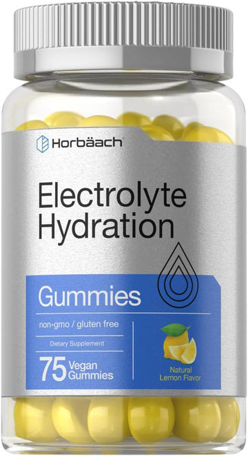 Horbäach Electrolyte Hydration Gummies | 75 Count | Vegan | Lemon Flavor | Non-Gmo, Gluten Free Supplement