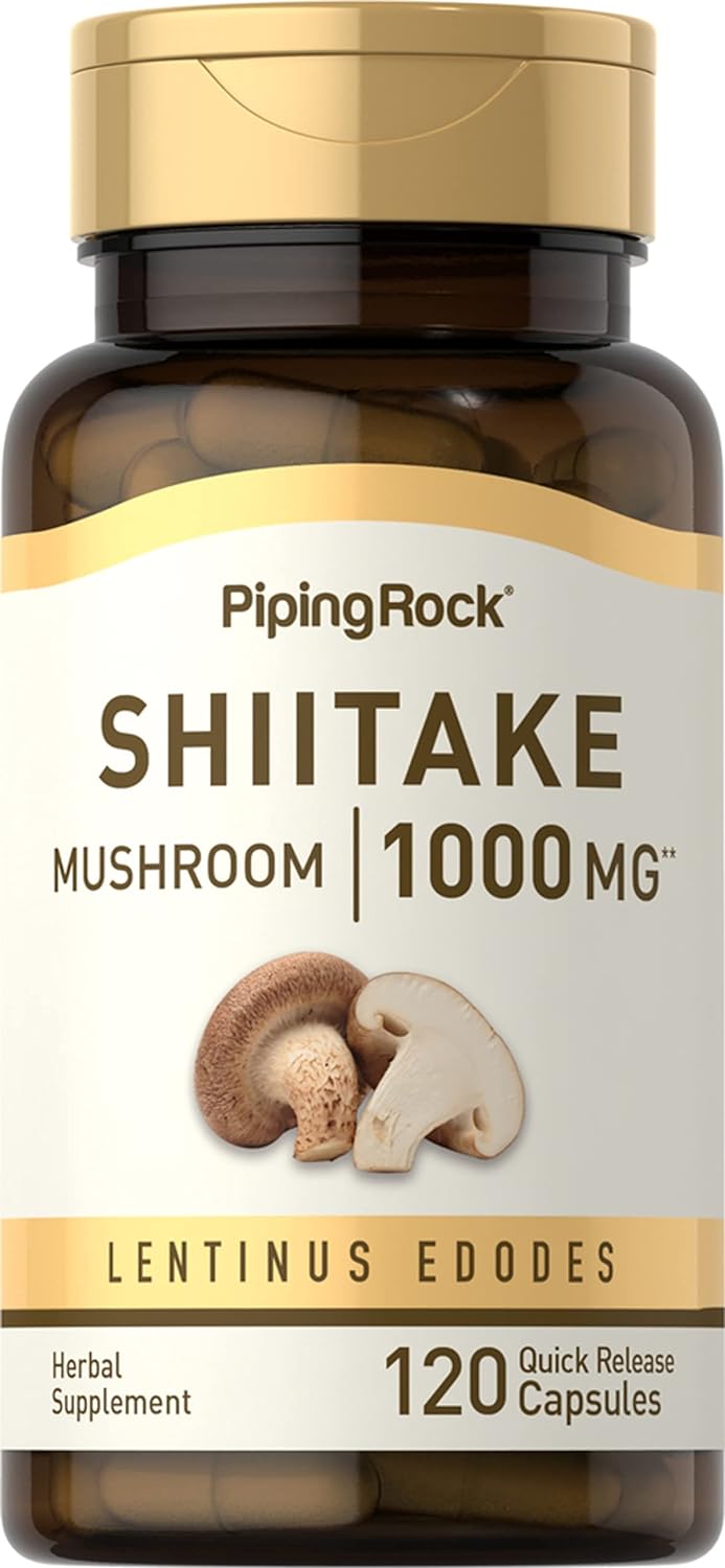 Piping Rock Shiitake Mushroom Extract | 1000 mg | 120 Capsules | Lentinus Edodes | Herbal Supplement | Non-GMO, Gluten Free