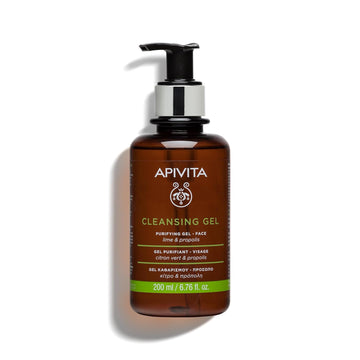 Apivita Cleansing Gel | Purifying & Oil-Balancing Gel For Face With Lime & Propolis, 200 Ml / 6.67 Oz