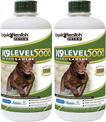 Liquidhealth 32 Oz K9 Liquid Glucosamine For Dogs Level 5000 With Glucosamine Chondroitin, Dogs Msm, Boswellia Serrata – For Dog Hip And Joint Health, Pain, Oil - 2 Pack