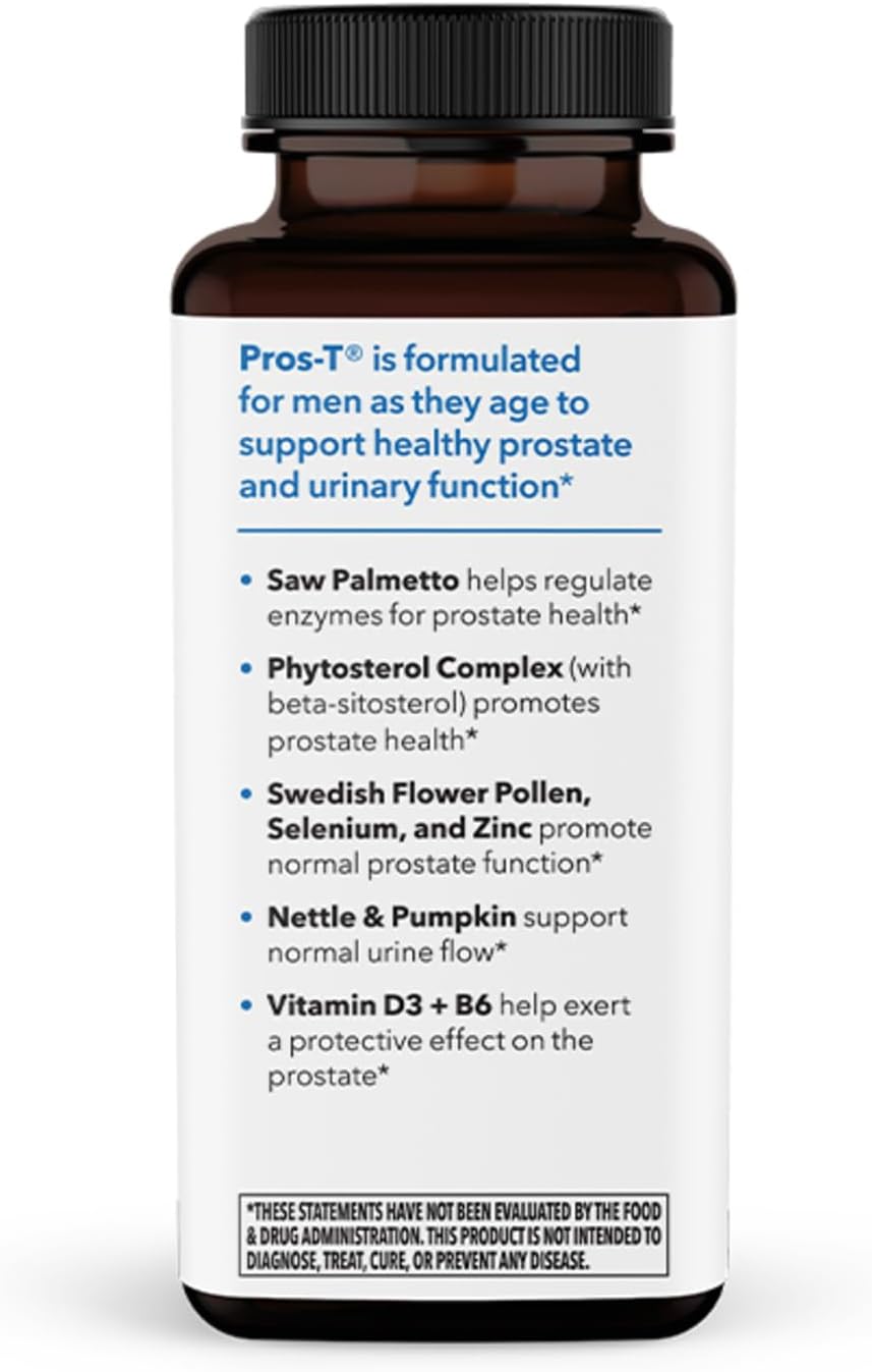 Pros-T - Prostate Support Supplement - Saw Palmetto, Phytosterol, Zinc, Nettle, Vitamin D-3 & B6 - Promote Healthy Prostate Function & Normal Urinary Flow - Improve Tissue Integrity - 60 Softgels