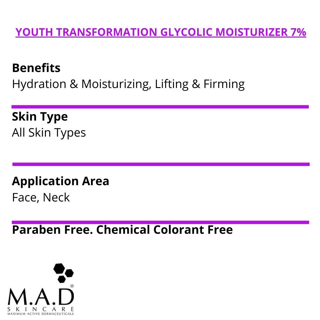 M.A.D Skincare Anti-Aging Youth Transformation Glycolic Moisturizer 7%
