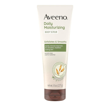 Aveeno Daily Moisturizing Body Scrub, Exfoliating Body Wash For Smoother, Healthier Looking Skin, Soothing Prebiotic Oat Formula, Sulfate-Free, Soap-Free & Dye-Free, 8 Oz