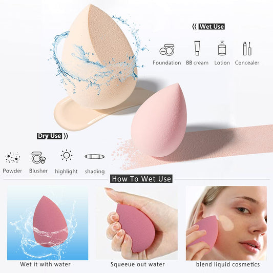 5 Pcs Makeup Sponges Set - 4 Beauty Sponges Blending Blenders With 1 Holder And Egg Case, Flawless For Cream, Powder And Liquid (Purple)