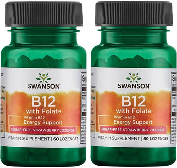 Swanson Vitamin B12 With Folate - Sugar-Free Strawberry 60 Loz 2 Pack