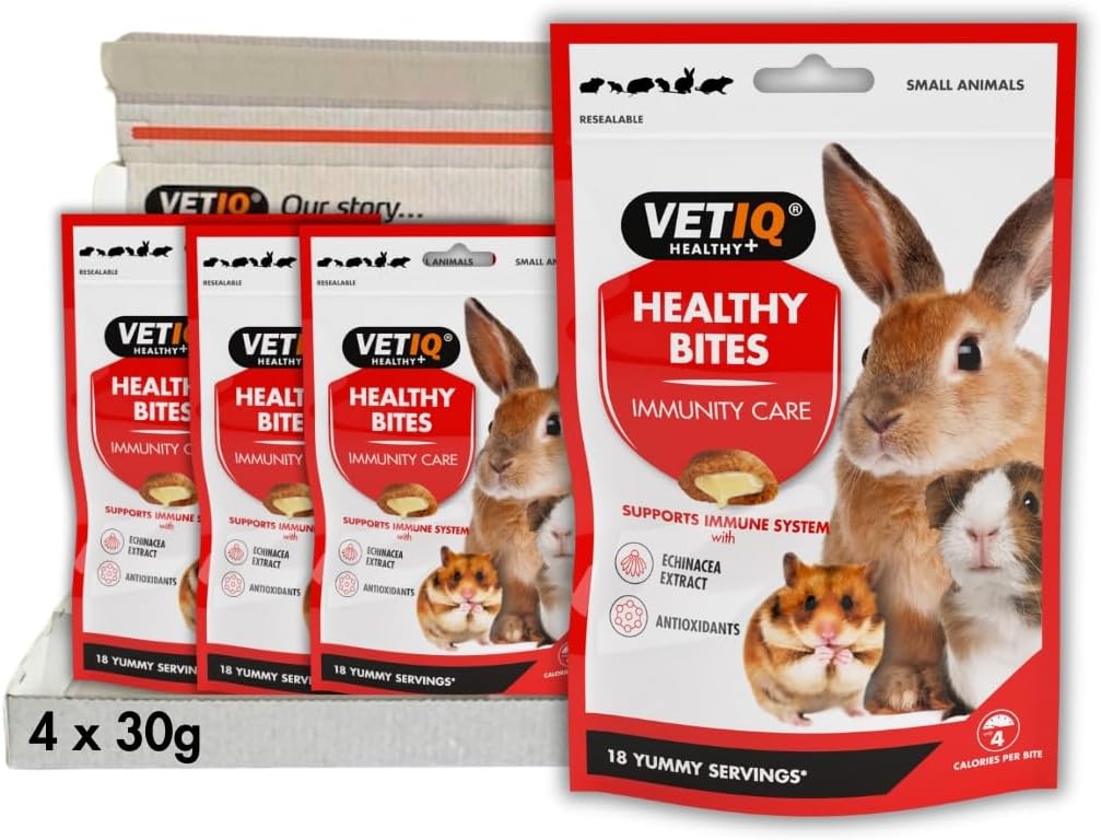VETIQ Healthy Bites Immunity Care Treats For Small Animals With Echinacea to Help Support the Immune System & Prebiotic Fibre to Support a Healthy Digestion, 30 g (Pack of 4)?EC5771
