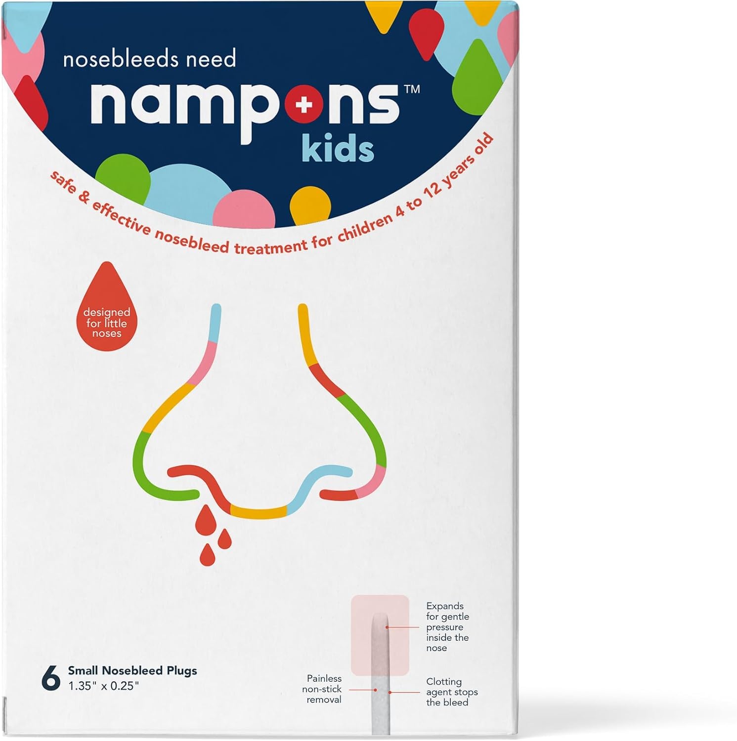 Kids Nosebleed Stoppers - 6 Easy To Use Nose Bleed Stopper Plugs Kit For Kids. Trusted By Pediatricians. Hypoallergenic Clotting Agent Stops Nosebleeds Fast On Contact. Safe And Pain-Free