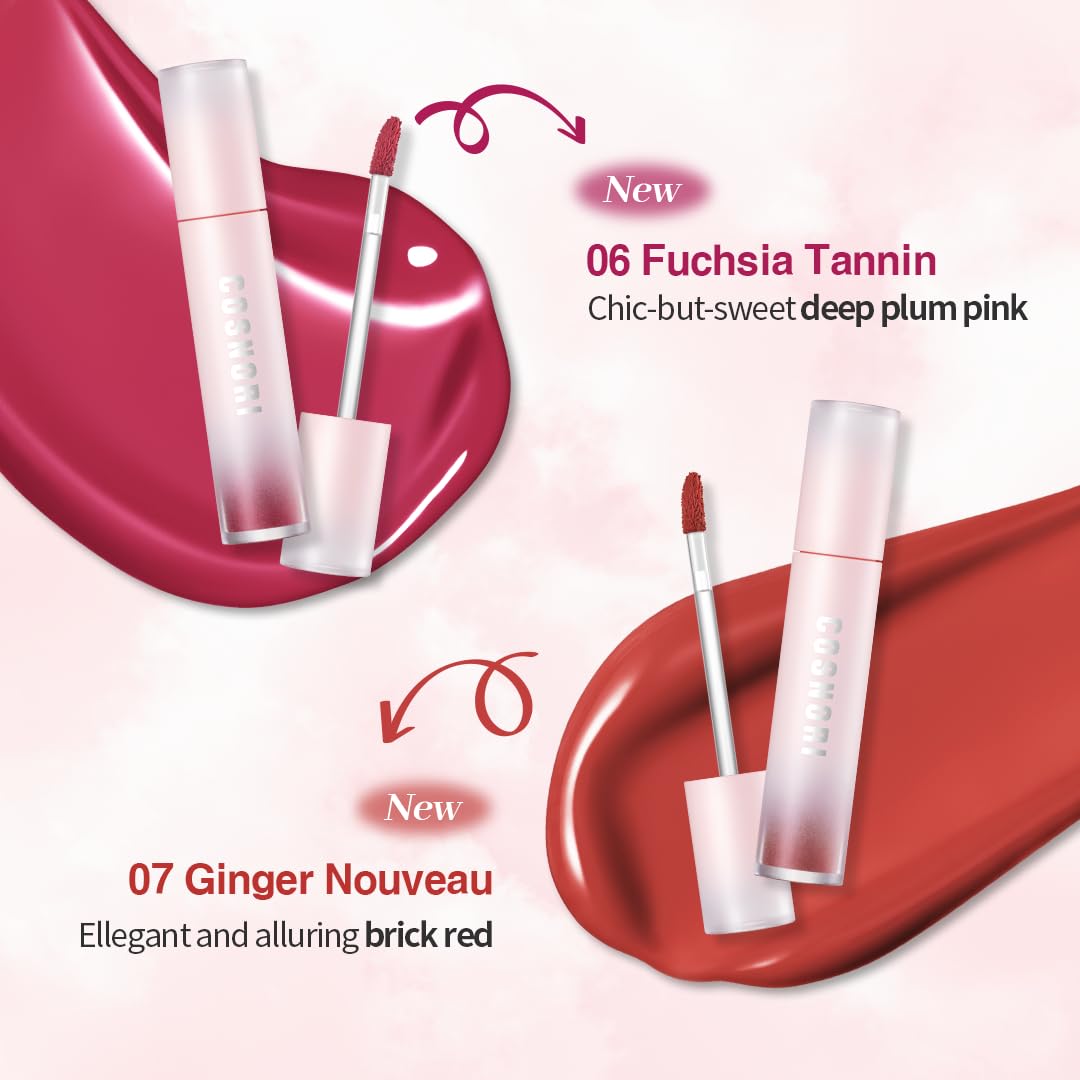 Cosnori Water Blurry Tint - Vegan Blurry Lip Tint, Lightweight & Long-Lasting, Moist-Watery Texture, Flawless Blurred Lip (09 Comely Peach)