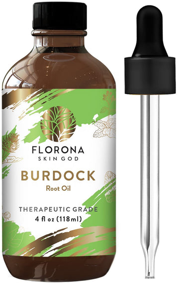 Florona Burdock Root Oil 100% Pure & Natural - 4 Fl Oz, For Hair, Face & Skin Care