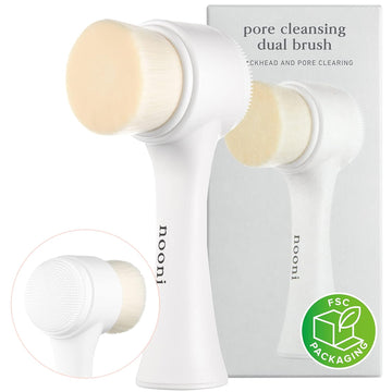 Nooni Pore Cleansing Tool - Manual Dual Brush | Facial Massager And Exfoliator, Soft Bristle & Silicone Brush, 1 Count