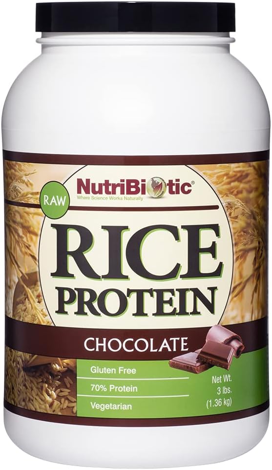 NutriBiotic â€“ Chocolate Rice Protein, 3  (1.36kg) | Low Carb, Vegetarian & Keto-Friendly Raw Protein Powder | Grown & Processed without Chemicals, GMOs or Gluten | Easy to Digest & Nutrient-Rich