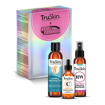 Truskin X Kylie Skincare Gift Set – With Vitamin C Face Serum 1 Fl Oz, Soothing Cleansing Milk 4.2 Fl Oz And Rose Water Spray For Face 4 Fl Oz – Exclusive Skincare Set By Kylie Cantrall