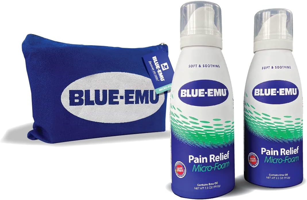 Blue Emu Micro-Foam Muscles and Joints, Arthritis, Maximum Pain Relief and Support for Strains Sprains & Backaches, Odor-Free, Non-Greasy, 2 Pack 3.5oz