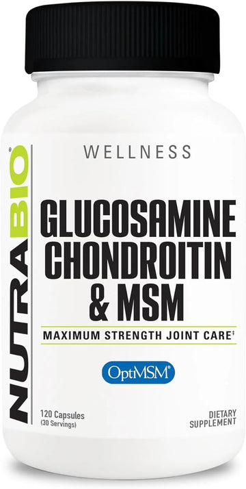 NutraBio Glucosamine Chondroitin & OptiMSM Supplement, Joint Support Formula - 120 Capsules (120 Count)