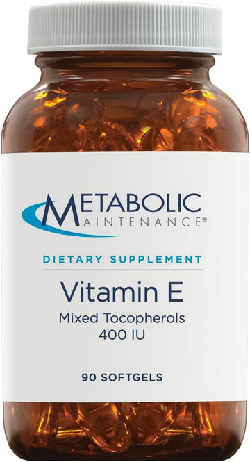 Metabolic Maintenance Vitamin E Complex (Mixed Tocopherols) 400 IU with D-Alpha D-Beta D-Gamma + D-Delpha Supplement - Cardiovascular + Antioxidant Support (90 Capsules)